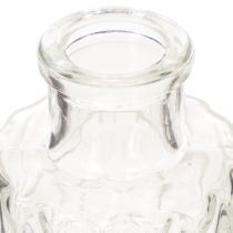 kohteita Mini lasinen maljakko timanttikuviolla, pieni pöytämaljakko, pullo, läpinäkyvä, 9 cm, 6 kpl
