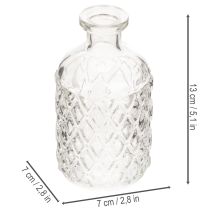 kohteita Lasipullo timanttikuviolla, koristepullo, maljakko, pieni, 13 cm, 6 kpl