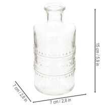 kohteita Lasipullo kuvioinnilla, lieriömäinen, kirkas, koristeellinen maljakko, 15 cm, 6 kpl