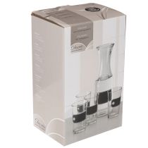 kohteita Lasikannu K 27 cm, neljä lasia K 11 cm