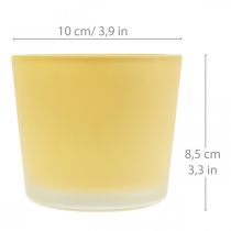 Lasinen kukkaruukku keltainen istutuspöytä lasiallas Ø10cm K8,5cm