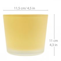 Lasinen kukkaruukku keltainen koristelasinen amme Ø11,5cm K11cm
