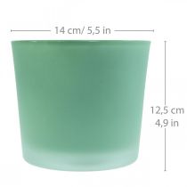 Lasinen kukkaruukku vihreä istutusastia lasiallas Ø14,5cm K12,5cm