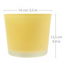 Lasinen kukkaruukku keltainen ruukku lasiallas Ø14,5cm K12,5cm