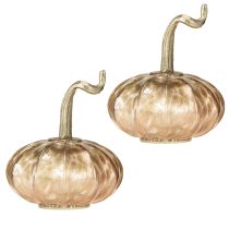 kohteita Lasinen kurpitsapöytäkoriste, syyskurpitsa, lasia ja metallia, 14 cm korkea, 2 kpl