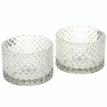 kohteita Lasikulho kynttilänpidike retro timanttikirkas Ø10,5cm 2kpl