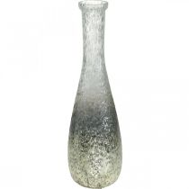 Kukkamaljakko lasia, pöytämaljakko kaksisävyinen aito lasi kirkas, hopea H30cm