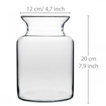 kohteita Lasinen kukkamaljakko leveä kirkas Ø12cm K20cm