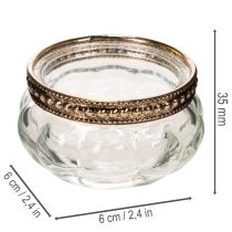 kohteita Lasiset tuikkukupit koristeellisella metallireunuksella, 6 cm, 4 kpl