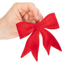 kohteita Koristeellinen punainen rusetti klipsillä. Monipuolinen joulukoriste. 11 cm, 4 kpl.