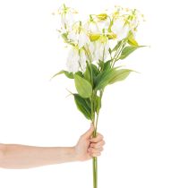 kohteita Tekokukka Gloriosa, valkoinen ja keltainen, elegantti kukkiva oksa koristeeksi, 80 cm, 3 kpl