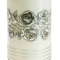 Hautakynttilöitä ruusuja valkoinen suruvalo Ø7cm K23,5cm 130h 2kpl