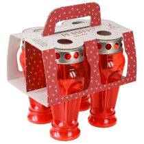 kohteita Punaiset hautavalot/kynttilät, 18 tunnin paloaika, Ø9cm, korkeus 19cm, 4 kpl