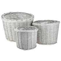 kohteita Suuri kasvikori foliolla valkoisenharmaa Ø43/34/28cm 3 kpl sarja