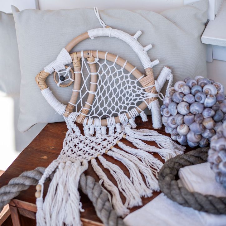 Riippuva koristelu deco henkari merikoristelu kalamakrame 76cm