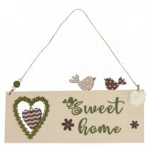 kohteita Ikkunakoriste, riippuva koriste, puinen Sweet Home -kyltti, 25 cm, 2 kpl