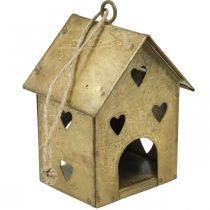 kohteita Joulunaulakko metallitalo vintage kultaa H9,5cm 3kpl