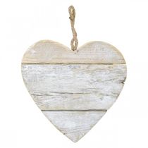 Sydän puuta, koristesydän ripustettavaksi, sydän deco valkoinen 20cm