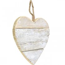 Sydän puuta, koristesydän ripustettavaksi, sydän deco valkoinen 20cm