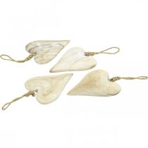 kohteita Puinen sydän, koristesydän ripustettavaksi, sydänkoristeet H10cm 4 kpl