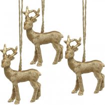 Jouluriipus poro deco peuran kultaa 9,5cm 4kpl