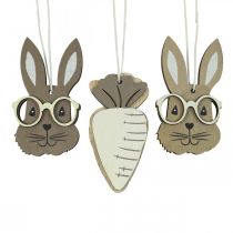 Puinen riipus kani lasilla porkkananruskea beige 4×7,5cm 9kpl