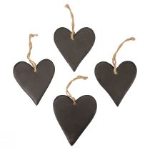kohteita Riippuva koristelu liuskekivi sydän koristesydämet musta 10,5cm 4kpl