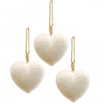 kohteita Puinen sydän koristeellinen ripustin koristeellinen sydän ripustamiseen valkoinen 12cm 3kpl