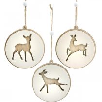 kohteita Riipus, jossa peura, deco medaljonki, puukoriste, Advent Ø9,5cm 6kpl.