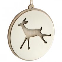 kohteita Riipus, jossa peura, deco medaljonki, puukoriste, Advent Ø9,5cm 6kpl.