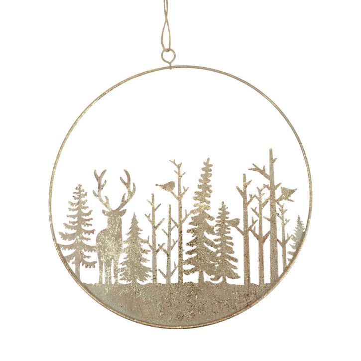 Koristerengas metalli metsäpeura koriste vintage kultaa Ø22,5cm