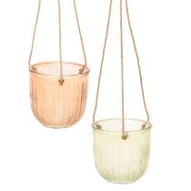 kohteita Riippuva lasiruukku, koristeellinen lasiruukku, retrotyyli, vihreä/ruskea, 14,5 cm, 2 kpl