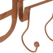 kohteita Ruosteinen metallinen koukkukisko, koristeellinen heinähaarukka, puutarhakoriste, 4 koukkua, 62 cm