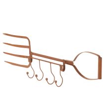 kohteita Ruosteinen metallinen koukkukisko, koristeellinen heinähaarukka, puutarhakoriste, 4 koukkua, 62 cm