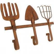 kohteita Koukkutanko puutarhatyökalut, puutarhakoristeet, harava lapio harava, vaatekaappi metallipatinaa L33,5cm