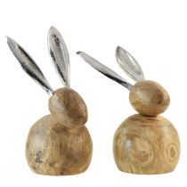 kohteita Rabbit Wood Metal Natural Silver H10/12.5cm 2kpl