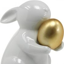 Kani kultamunan keramiikka, pääsiäiskoristelu tyylikäs valkoinen, kultainen H15cm