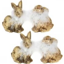 kohteita Kultainen kani istuva kullanvärinen terrakotta höyhenillä H10cm 4 kpl