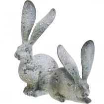 kohteita Koristepupu, betonin näköinen puutarhafiguuri, nuhjuinen chic, pääsiäiskoristeet hopeakoristeilla H21/14cm, 2 kpl setti