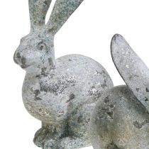 kohteita Koristepupu, betonin näköinen puutarhafiguuri, nuhjuinen chic, pääsiäiskoristeet hopeakoristeilla H21/14cm, 2 kpl setti