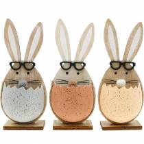Puinen kani munassa, kevätkoristeet, kanit lasilla, pääsiäispuput 3kpl