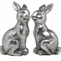 kohteita Koristeellinen kanin istuin Pääsiäiskoristeet hopea vintage H13cm 2 kpl