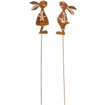 kohteita Puutarhan koristelu ruosteinen kani koristetulppa pääsiäinen 8×16cm 2kpl (1pari)