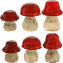 Syksyn koriste-deco-sienet puusta Punaiset puiset sienet H5-7cm 6 kpl