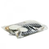 kohteita Sydän mustavalkoinen metallikoristelu ripustettavaksi 7,5×11cm 4 kpl