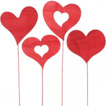 kohteita Kukkatulpan sydän, puinen koriste kiinnitettäväksi, ystävänpäivä, punainen koristetulppa, äitienpäivä L31-33cm 24kpl