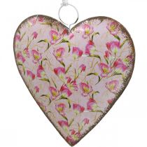 Sydän ripustettava, ystävänpäivä, sydänkoristeet ruusuilla, äitienpäivä, metallikoristeet H16cm 3kpl