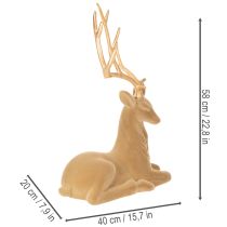 kohteita Koristeellinen patsas makaavasta peurasta sarvineen, parvekkein koristeltu, 58 cm