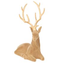 kohteita Koristeellinen patsas makaavasta peurasta sarvineen, parvekkein koristeltu, 58 cm