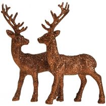 Deer deco poro kupari glitter vasikka deco figuuri H20,5cm 2 kpl setti